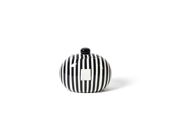 Happy Everything Black Stripe Mini Cookie Jar