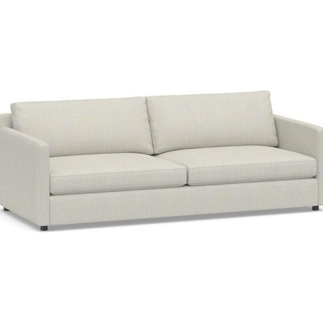 Pacifica Square Arm Upholstered Grand Sofa, PLY CSH, PRF Heathered Basketweave Dove