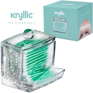 Kryllic - Acrylic Q-Tip cottonswab Storage Dispenser - Designed To Dispense Smoothly Also Great for Cotton balls Bobbypins & all Cosmetic Storgae Made Thick & Strong With the Acrylic Material