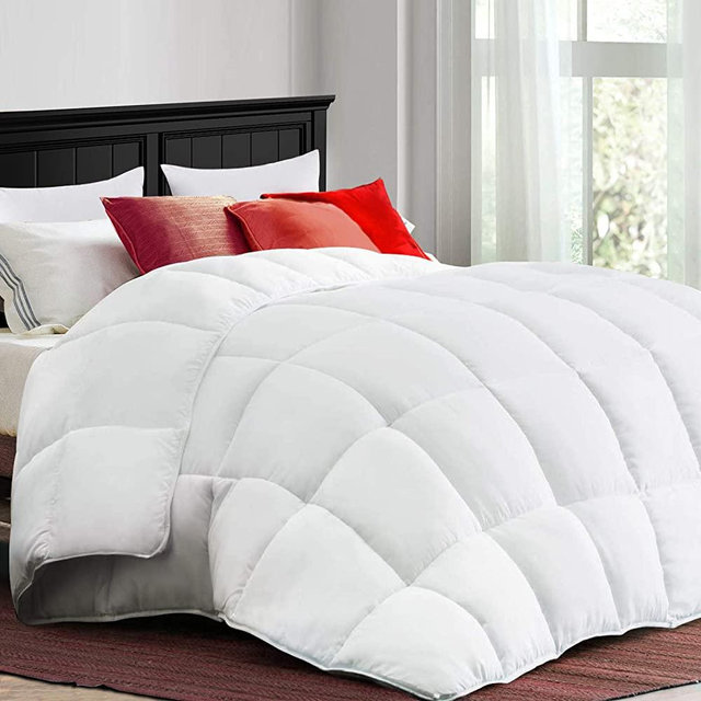 COONP All Season King Comforter Cooling Down Alternative Quilted Duvet Insert with Corner Tabs,Winter Warm Hotel Comforter,Machine Washable-102 x 90 Inches,White
