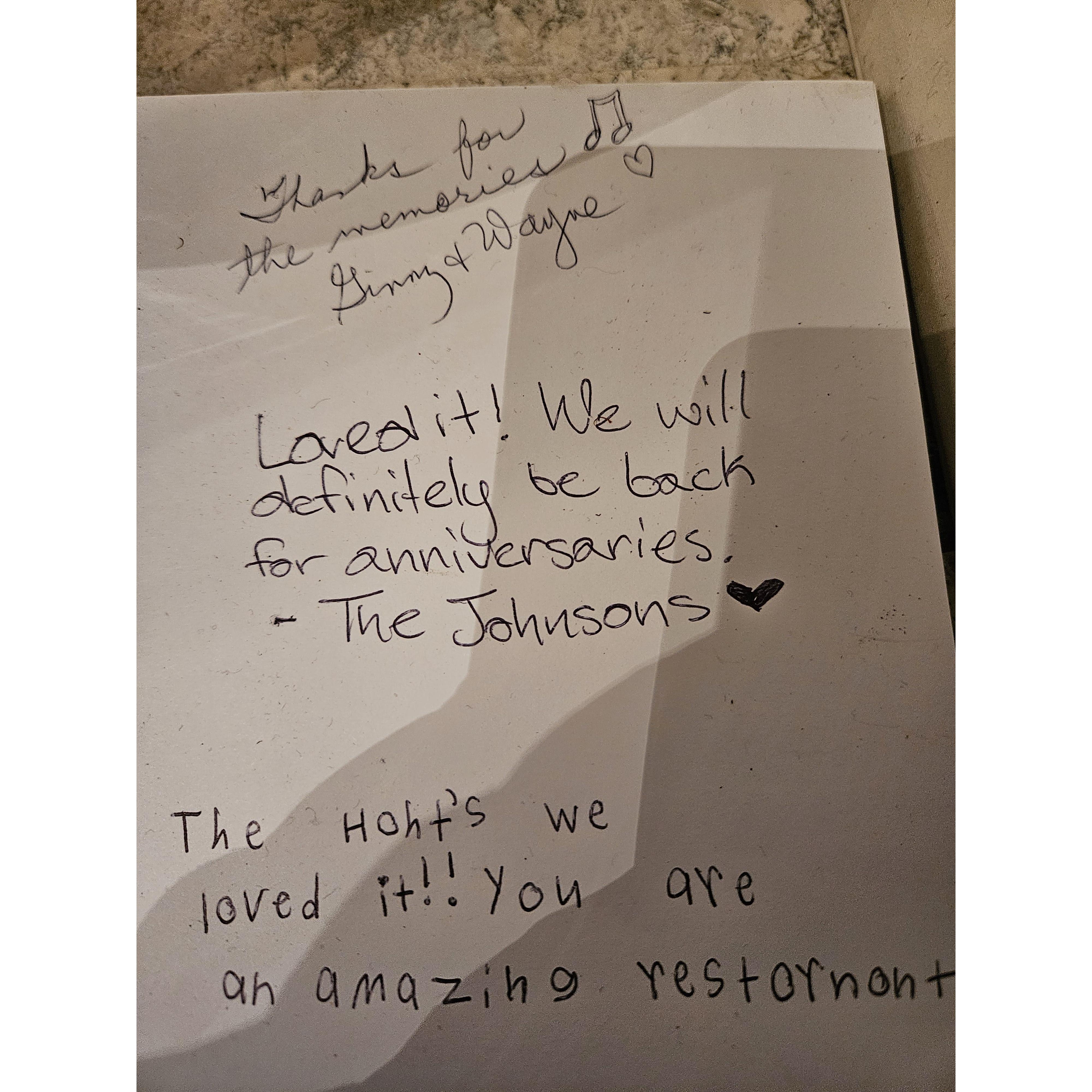 The guest book at Cooper's Landing