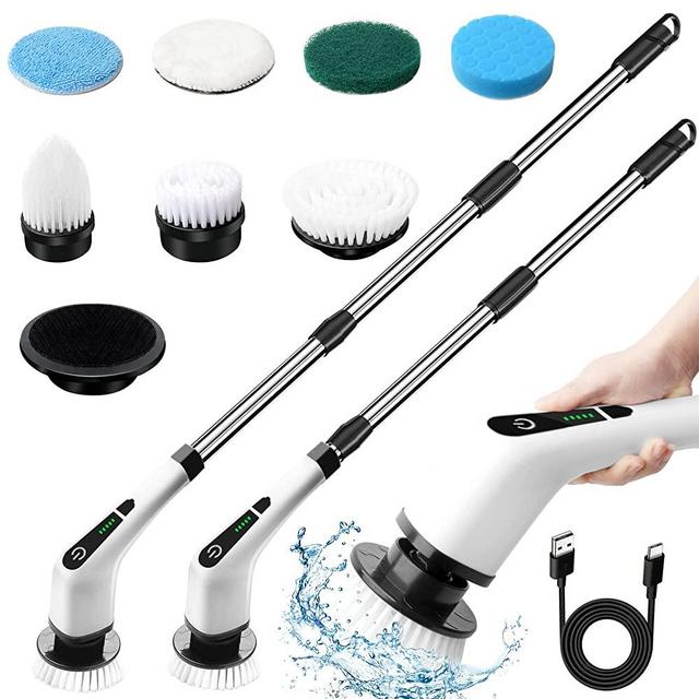 Electric Spin Scrubber, 2022 New Cordless Cleaning Brush with 7 Replaceable  Brush Heads and Adjustable Extension Handle, Power Shower Scrubber for  Bathroom, Floor, Glass and Home Cleaning, Etc. 