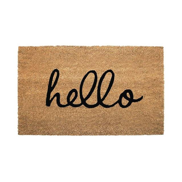 NIKKY HOME Coir Doormat Non Slip Front Door Mat with Word Hello - 18" X 30"