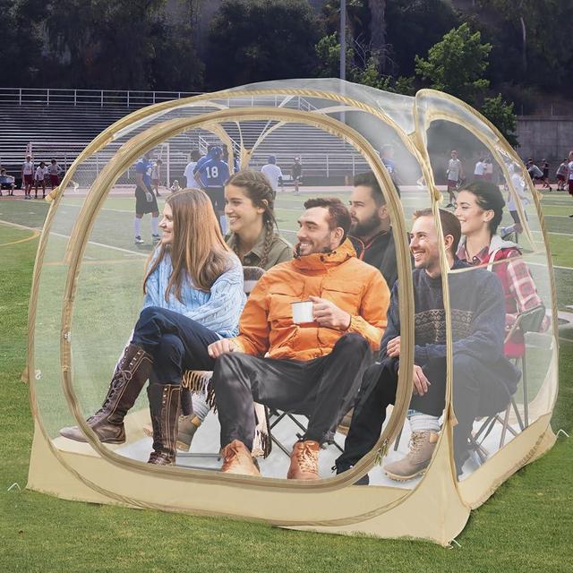 EighteenTek Sports Tent with Sealed Floor - Instant Tent Shelter - Outdoor Bubble Tent 1-6 Person - Rain Tent Camping Sun Shelter Pop Up - Clear, Patent Pending Protected Design