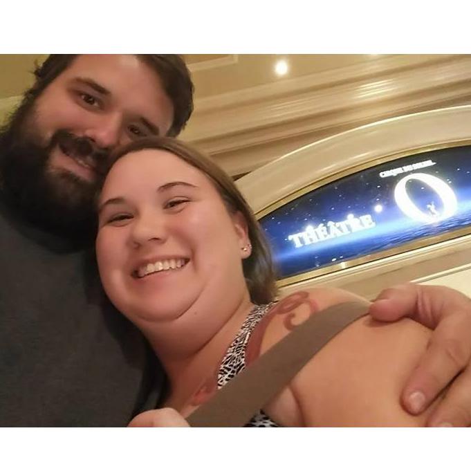 In Las Vegas! This was while we were waiting to get into the theater to see Cirque du Soliel's O!