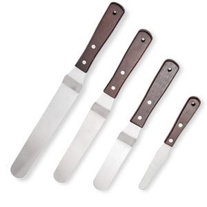 PUCKWAY - Puckway Offset Cake Icing Spatula Set of 4- Professional Stainless Steel Cake Decorating Frosting Spatulas, 4"-6"-8"-10" Flexible Resistant Blade, Wooden Handle For Easy Grip