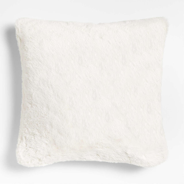 Ivory Faux Fur 23"x23" Holiday Throw Pillow with Down-Alternative Insert