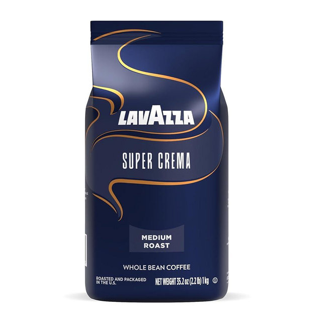Super Crema Whole Bean Espresso Coffee, 2.2lb Bag, Vacuum-Packed
