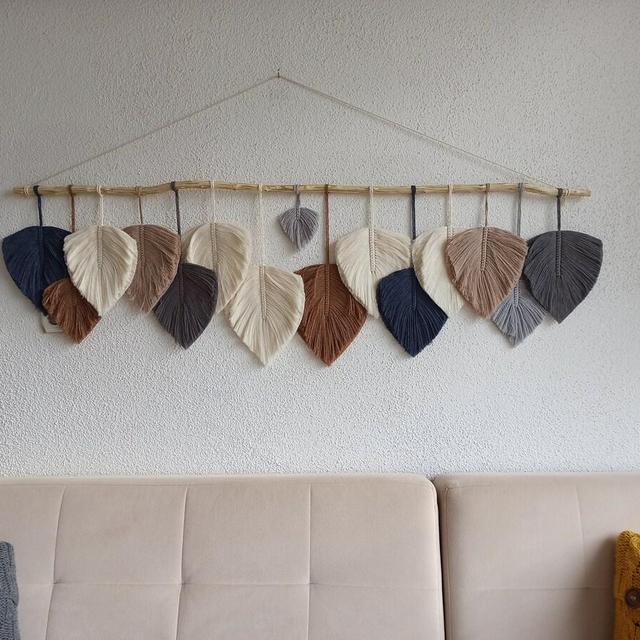 Macrame wall hanging extra large colorful, King headboard, Bedroom wall decor over the bed, Macrame leaf wall hanging, Boho wall hanging