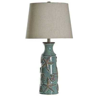 Blue Bay Nautical Ceramic Table Lamp with Seashell Design - StyleCraft