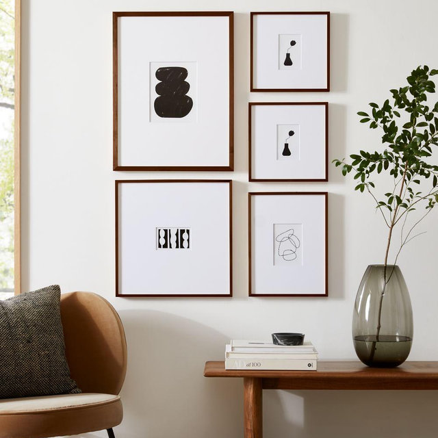 The Small-Space Classic Gallery Frames Set, Wood, Walnut, Set of 5