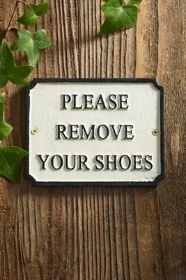 Please Remove Your Shoes Iron Sign