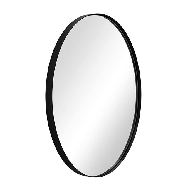 ANDY STAR Oval Wall Mirror | 22x30x1'' Modern Black Bathroom Mirror with Stainless Steel Metal Frame 1'' Deep Set Design
