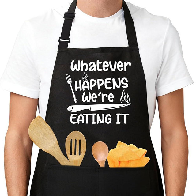 heiyihe Funny Aprons for Men, Cotton Men Aprons with Pockets for Grilling, Perfect for Cooking, Gardening, Bartending