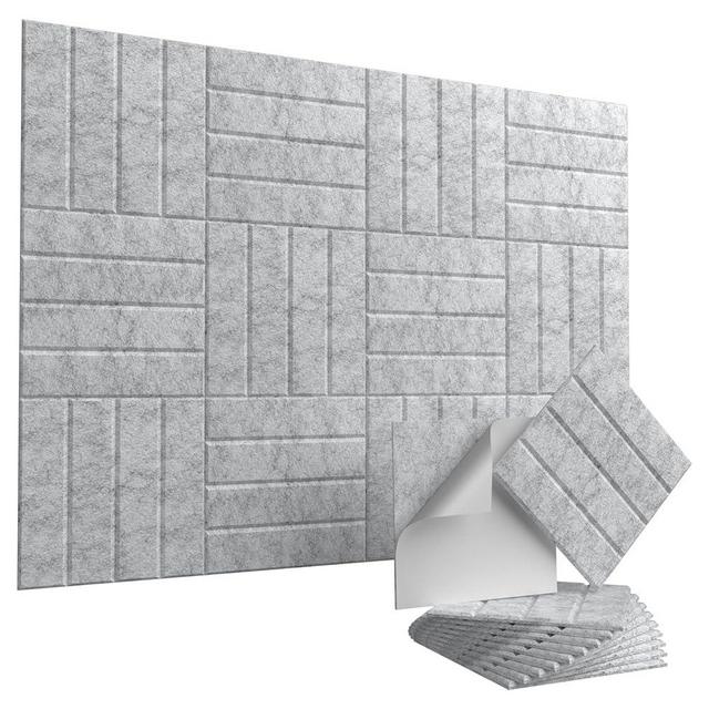 Vieshful Self Adhesive Acoustic Panels – 12"x12"x0.4" High-Density Soundproof Wall Panels, Felt Acoustic Wall Panel for Echo & Noise Reduction, Home Office Sound Proofing Decor Gray 10 Pack