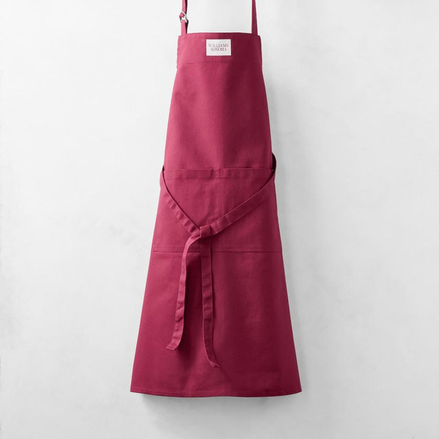 Williams Sonoma Classic Solid Apron, Pomegranate, Logo