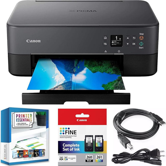 Canon PIXMA TS6420a All-in-One Wireless Color Printer with Print, Scan, Copy, Photo Print & Mobile Functions (Renewed) Bundle with DGE USB Cable + Small Business Productivity Software Kit
