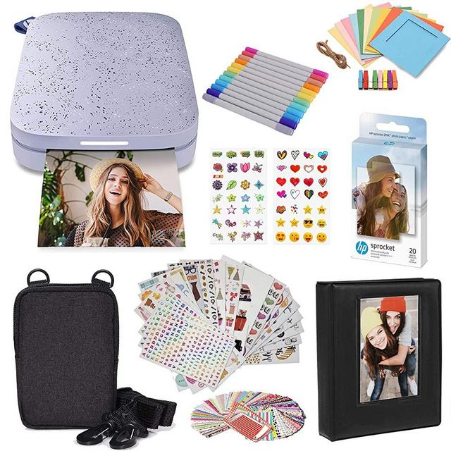 HP Sprocket Portable 2x3 Instant Photo Printer (Lilac) Starter Bundle