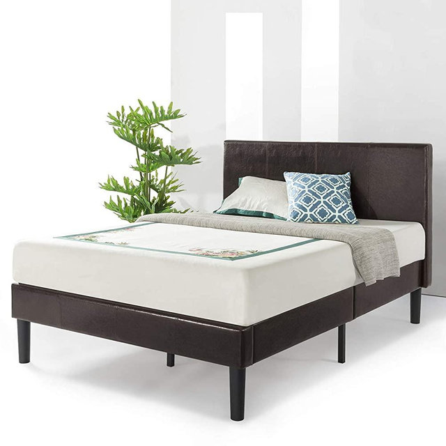 Best Price Mattress King Bed Frame - Agra Grand Upholstered Faux Leather Platform Beds with Headboard & Wooden Slats (No Box Spring Need), King Size