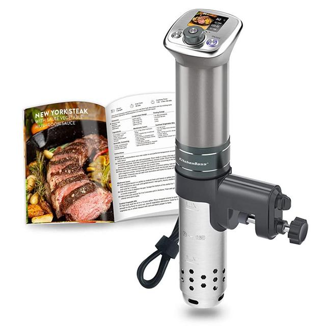 Sous Vide Cooker Ultra-Quiet:Color LCD Recipes |G320 Silver Machine Brushless DC motor| 1100 Watts, Immersion Circulator |IPX7 Waterproof by KitchenBoss (Silver)