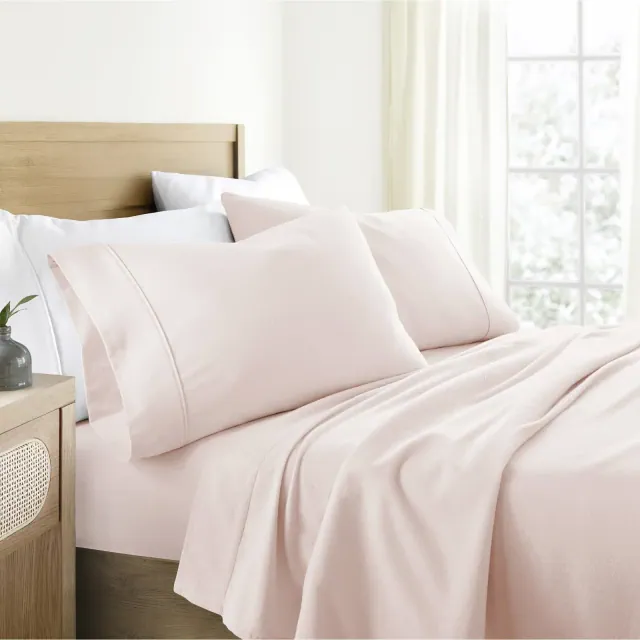 100% Cotton Flannel 4PC Sheet Set Super Soft - Becky Cameron, Blush, King