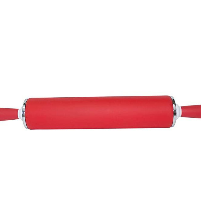 DoughEZ 21.5-Inch Non-Stick Silicone Rolling Pin with Contoured Handles, Dishwasher Safe, BPA Free, Red