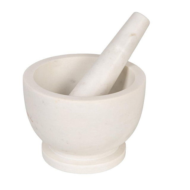 Creative Co-Op Marble Mortar and Pestle, White
