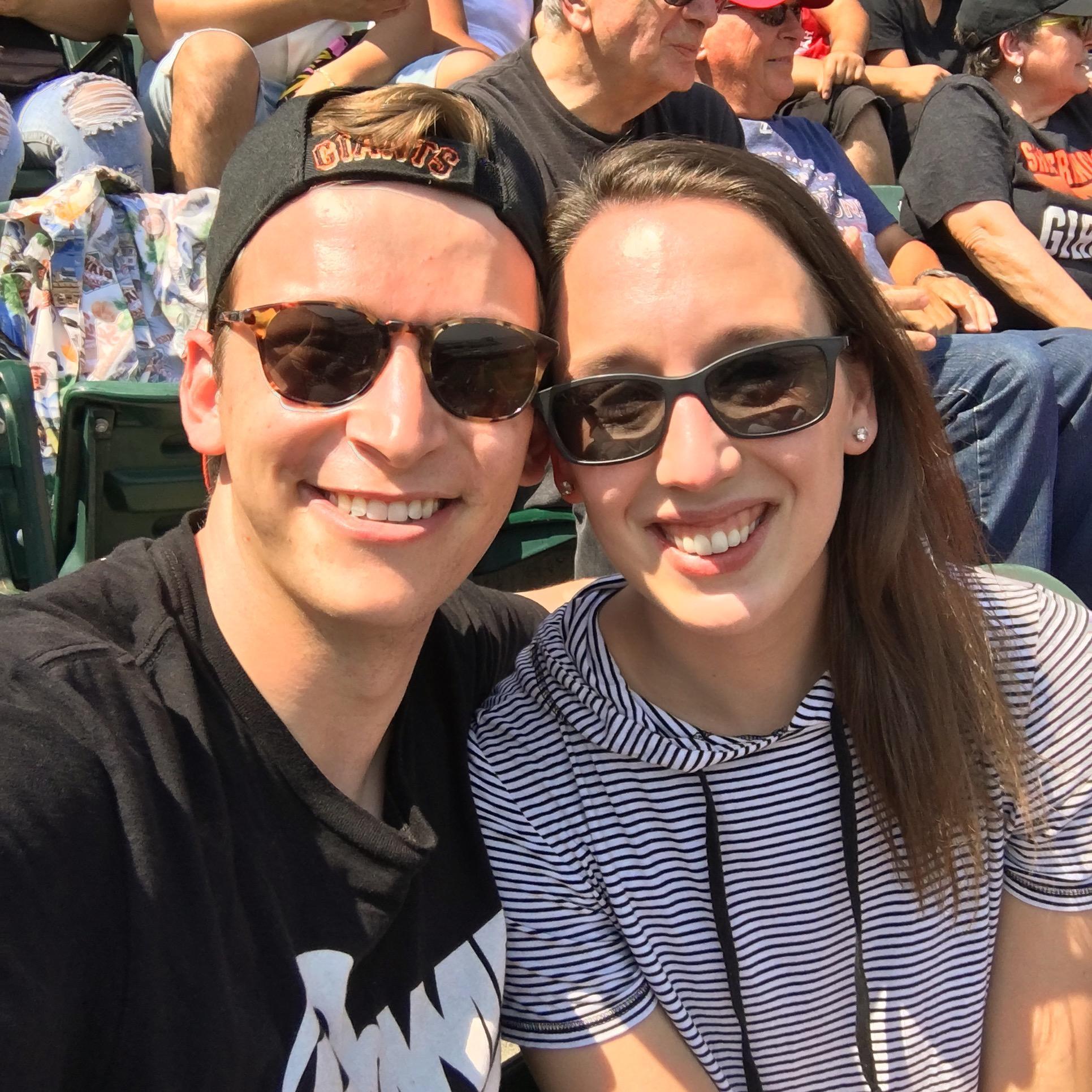 At a SF Giants game during Abbi's first visit to SF