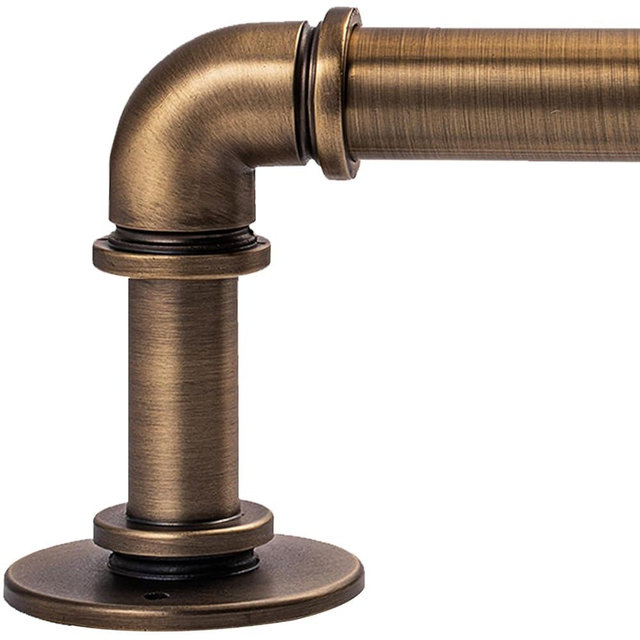 WORLD RODS Industrial Curtain Rods 18 to 88 in,Blackout Curtain Rod,Adjustable Length,1 in Diameter Pipe,Wall or Ceiling Mounted,for Bedroom and Living Room (Antique Brass18” to 88”)