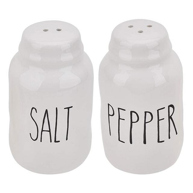 Farmhouse Style Ceramic Salt and Pepper Shakers Set White Vintage Kitchen Decro