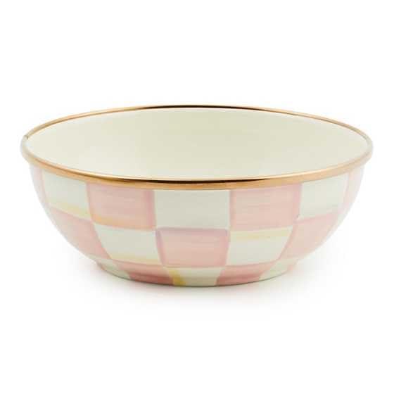 MACKENZIE-CHILDS Enamel Everyday Bowl, Serving Bowl for Entertaining, Extra-Small, Pink-and-White Rosy Check, Set of 1