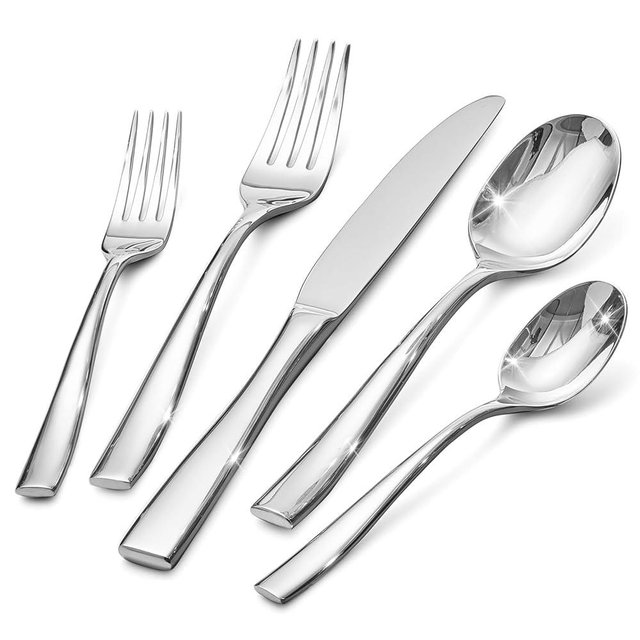 KINGSTONE Silverware Set for 12, 60-Piece Stainless Steel Flatware Set with Forks, Knives, Spoons, Dishwasher Safe Cutlery Set for Home, Wedding, Rust-proof