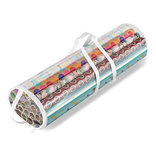 Whitmor Clear Zippered Storage for 25 Rolls Gift Wrap Organizer