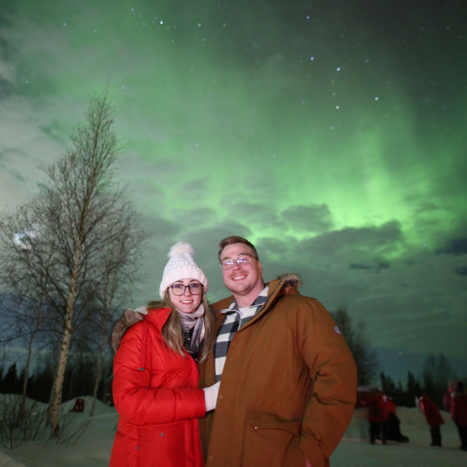 We got engaged under the Northern Lights in Yellowknife, CA. This was a bucket list item for Amanda so Alex put together this trip of a lifetime!
