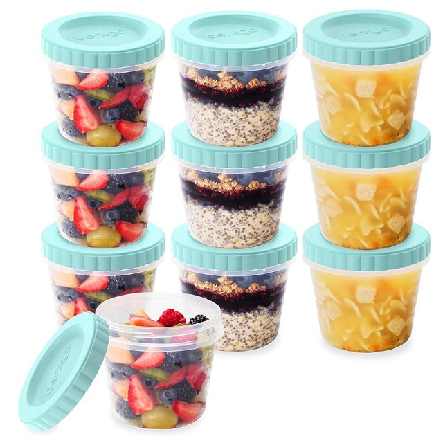 Bentgo Prep - 20 Piece 16 fl oz Leak-Proof Deli Containers with Lids, Food Storage for Meal Prep, Twist-Top, Reusable, PFAS & BPA-Free, Stackable, Microwave, Freezer, & Dishwasher Safe (Sea Blue)