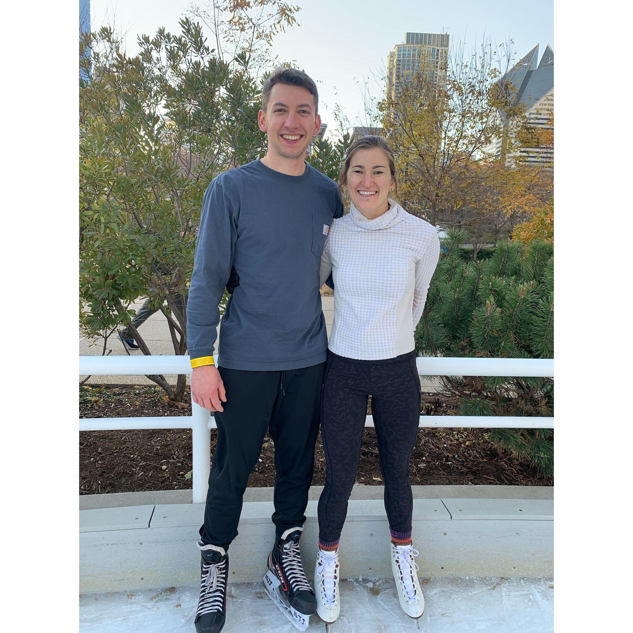 Ice skating at Maggie Daley Park on "the ribbon"