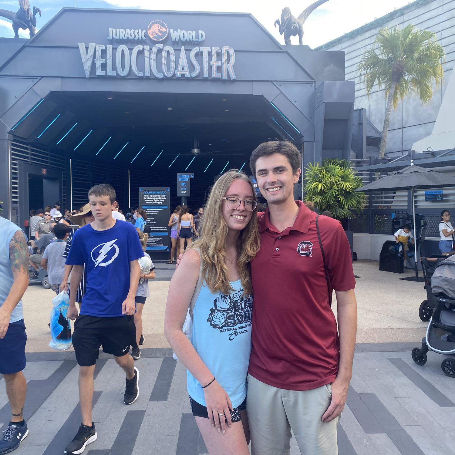 Our first picture taken together, and first Universal trip of many!