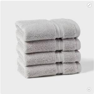 4pk Spa Plush Washcloth Set Light Gray - Threshold™
