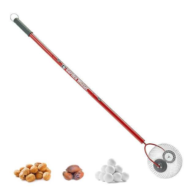 GARDEN WEASEL Medium Nut Gatherer Roller – Nut Collector Tool for Pecans, Hickory Nuts, Golf Balls and More – Yard Picker Upper with Durable Steel Cage and Ergonomic Handle - Newest Model