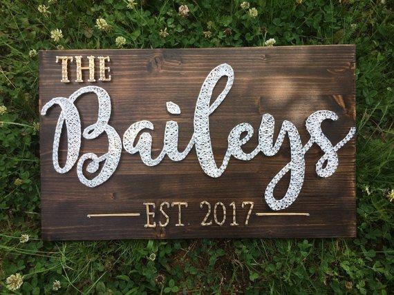 Wooden String Art Sign Name
