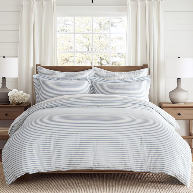 Tobago Stripe Blue King Duvet Cover Set - Levtex Home