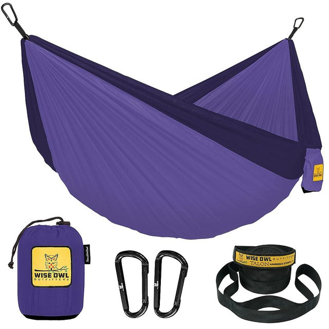 Wise Owl Outfitters Camping Hammock - Portable Hammock Single or Double Hammock Camping Accessories for Outdoor, Indoor w/Tree Straps