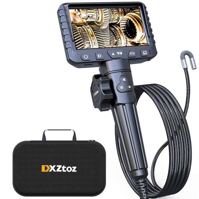 Two-Way Articulating Borescope, DXZtoz Industrial Endoscope with 0.33in Articulated Snake Camera, Video Inspection Scope with Light for Automotive Aircraft Mechanics- 5.5FT