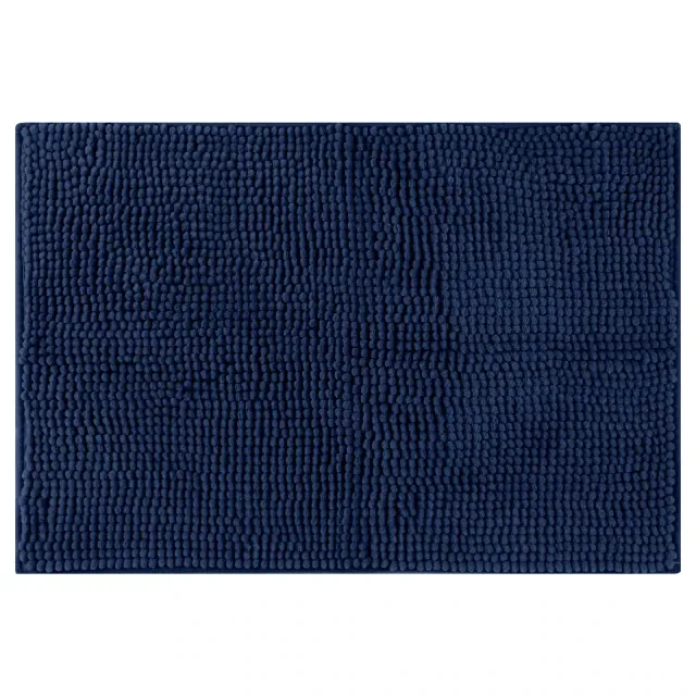 Unique Bargains Soft Plush & Fluffy Non-Slip Extra Thick Microfiber Bathroom Mat 1 Pc Dark Blue 16" x 24"