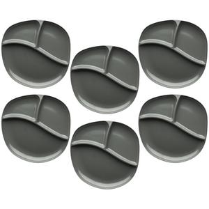 Zak Designs Moso 9-inch Divided Plate, Gray, 6 piece set