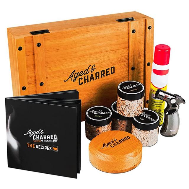 Cocktail Smoker Kit with Torch & Wood Chips (Premium Edition) for Whiskey, Bourbon & More - Drink Smoker made of 100% Oak - Old Fashioned Smoker Kit - Whiskey Gifts for Men
