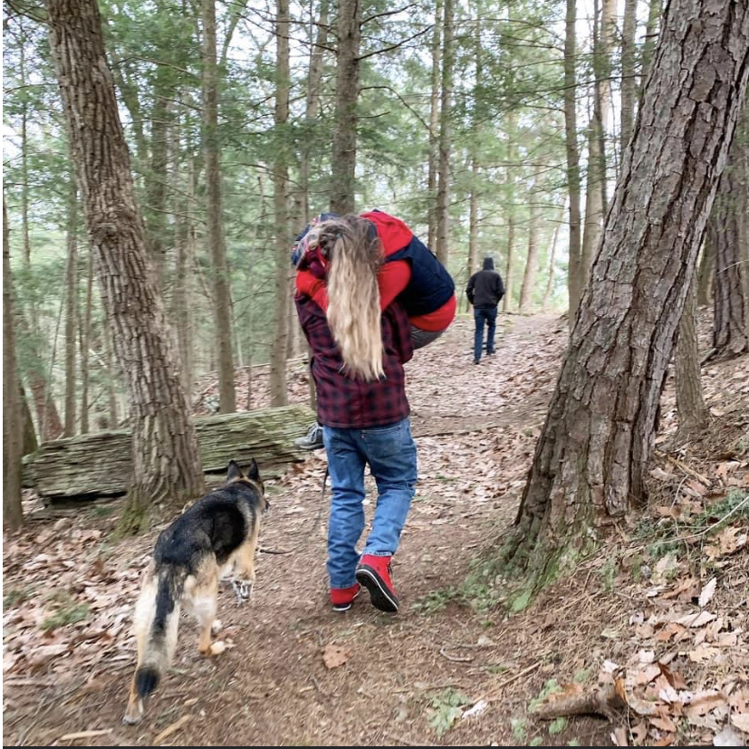 Jake carrying Audrey on a hike!