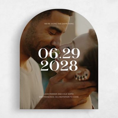 White Arch Wedding Save the Date - Brevard Portrait