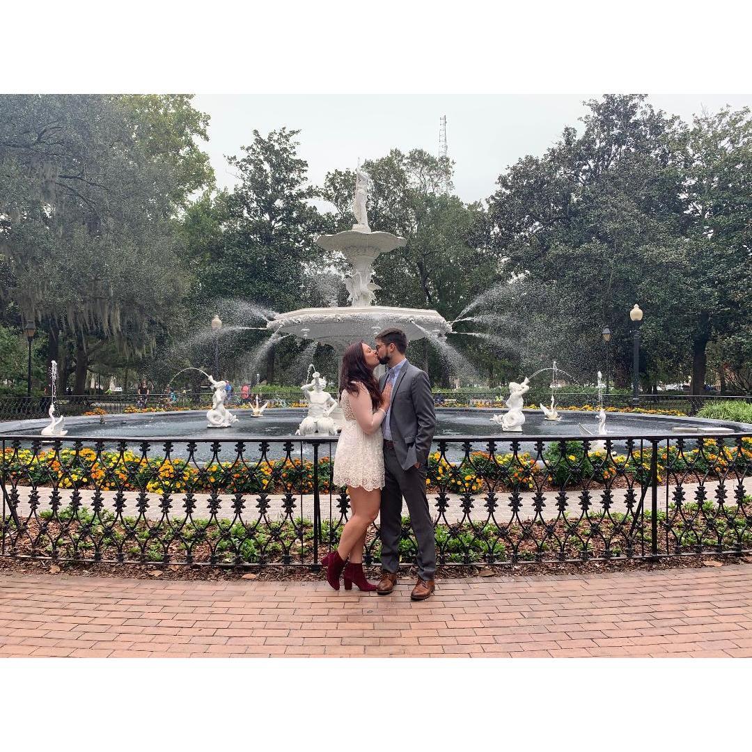 Forsyth Park, right after we said the big "I do!"