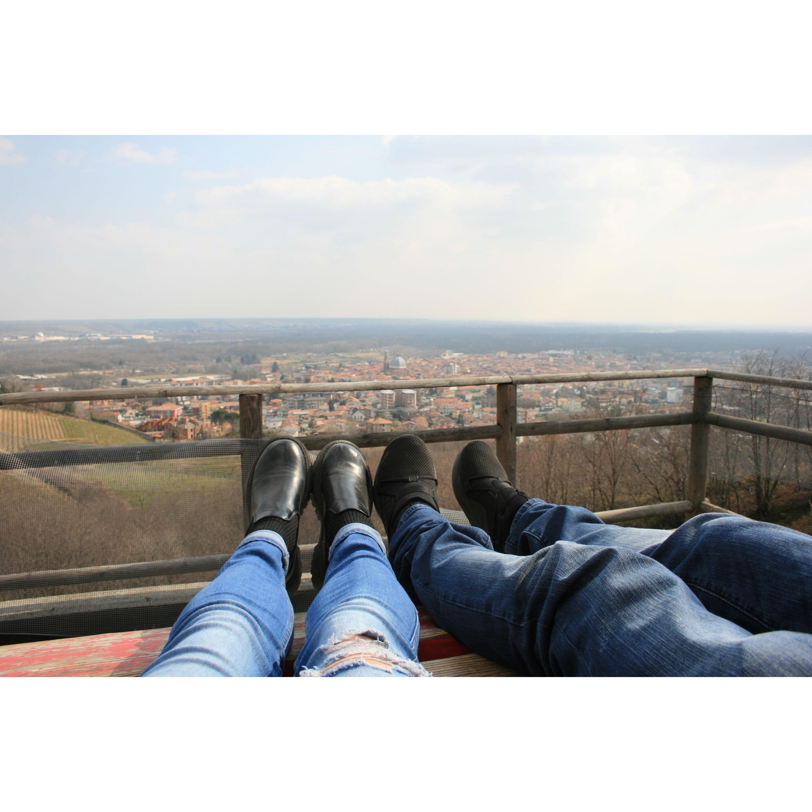 Sitting atop a mountain winery in Gattinara, Italy, where Angelo went to culinary school.